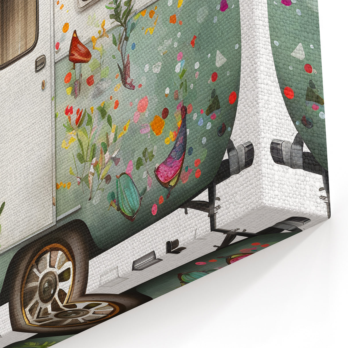 Floral Camper Van Art - Whimsical and Colorful Adventure Wall Art Print
