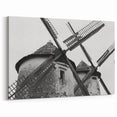 Rustic Windmill Wall Art - Black and White Windmill Framed Canvas Print