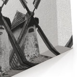 Rustic Windmill Wall Art - Black and White Windmill Framed Canvas Print