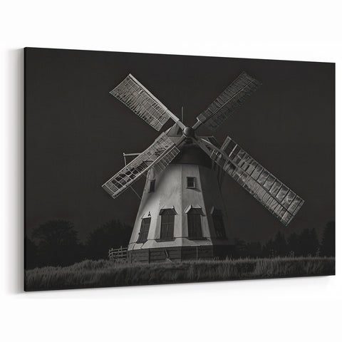 Moody Windmill Wall Art - Dark and Dramatic Windmill Canvas Print
