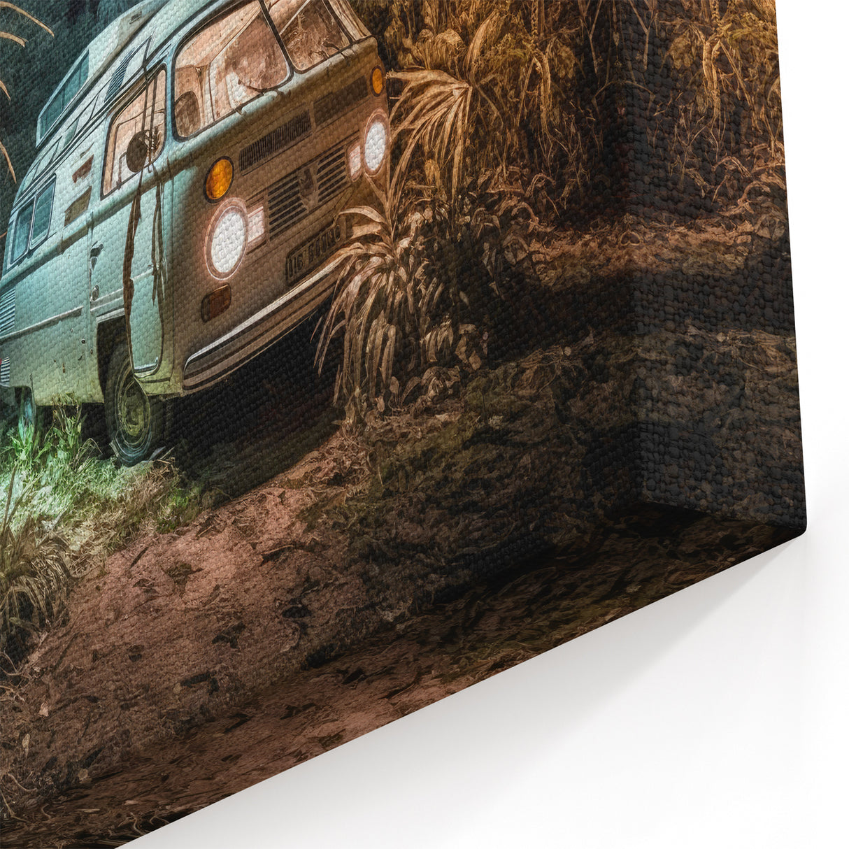 Mystical Jungle Night Camper Van - Enchanting Adventure Wall Art Print