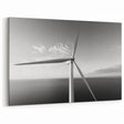 Modern Wind Turbine Wall Art - Black and White Ocean View Canvas Print