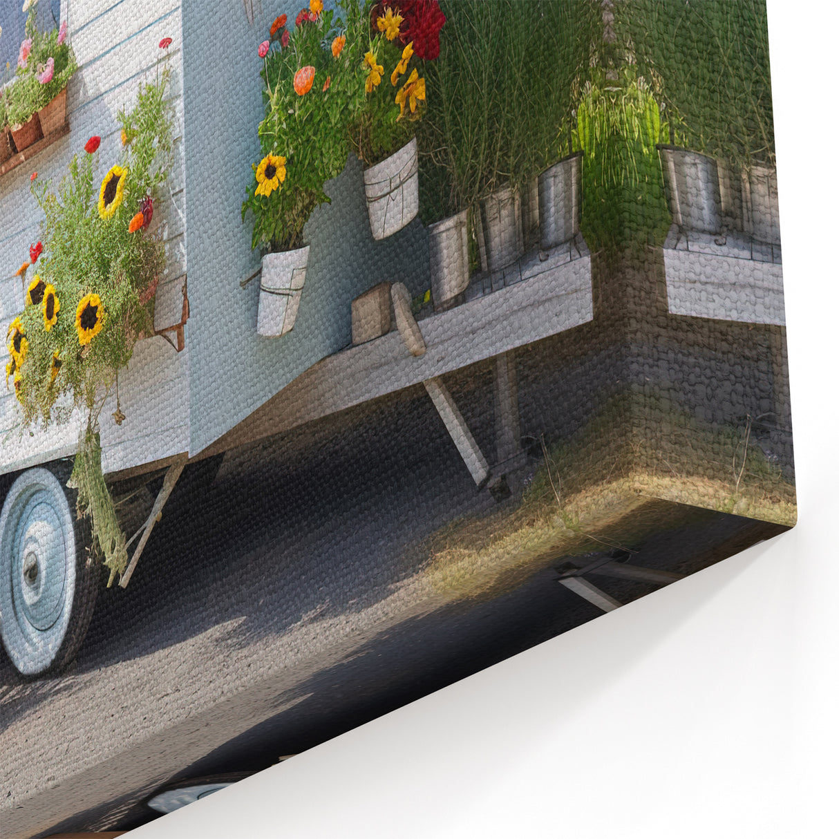 Floral Garden Camper Van - Bright and Cheerful Outdoor Wall Art Print