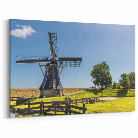 Sunny Windmill in Countryside - Peaceful Landscape Canvas Print