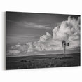 Dramatic Windmill & Cloudscape - Black & White Canvas Art Print
