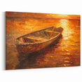 Fiery Sunset Rowboat Art - Vibrant Nautical Decor for Bold Spaces