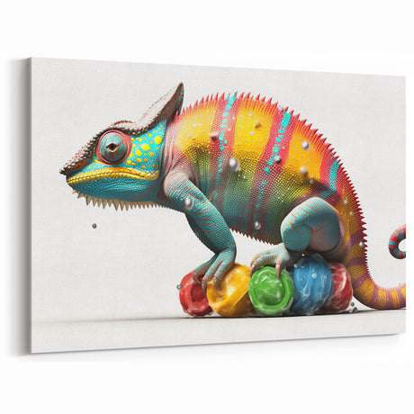 Colorful Chameleon Wall Art - Lizard-Themed Wildlife Canvas Print