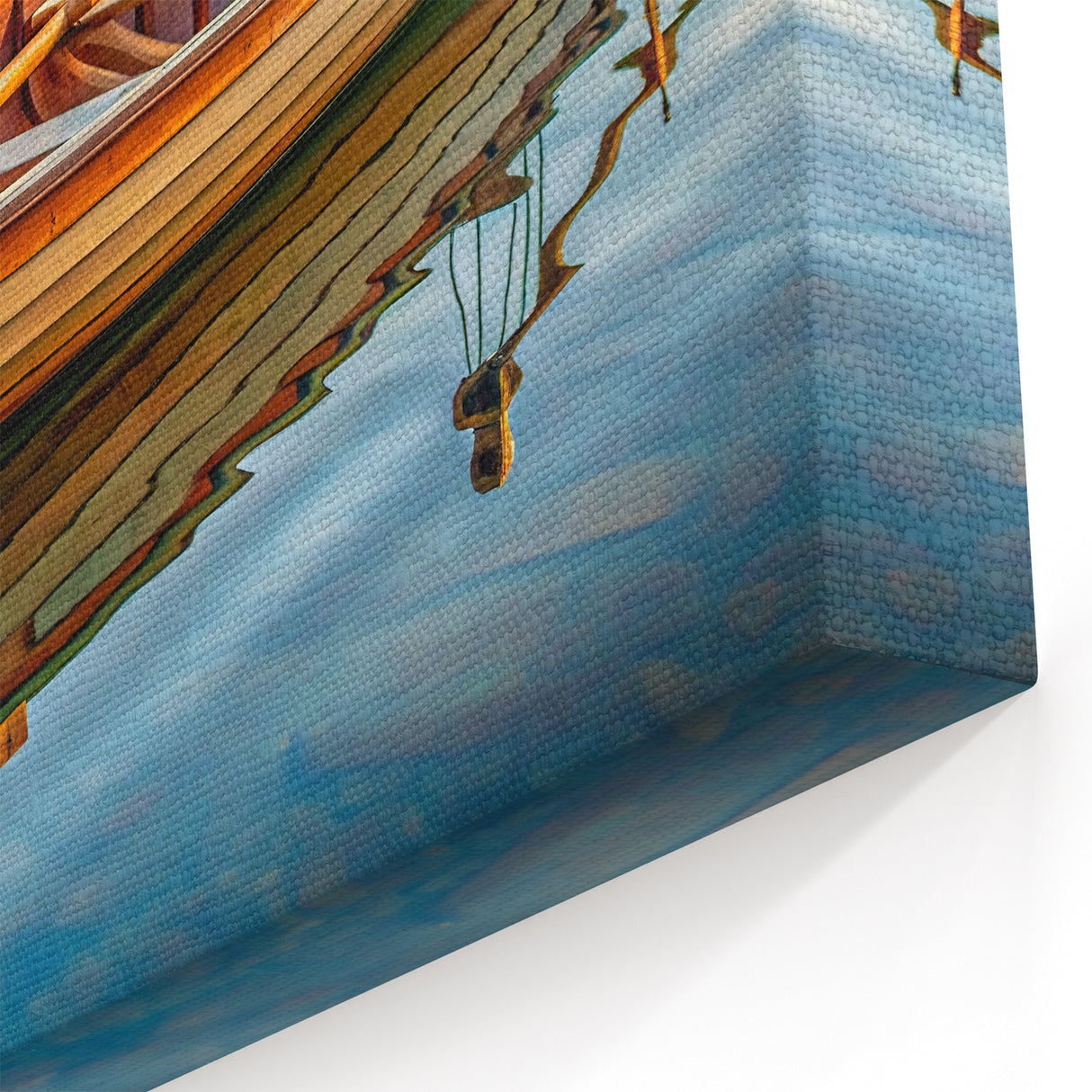 Vibrant Wooden Rowboat Art - Nautical Decor for Tranquil Spaces
