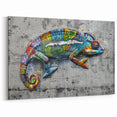 Urban Chameleon Wall Art - Vibrant Graffiti Reptile Canvas Print