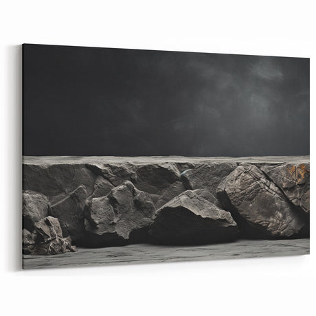 Minimalist Rock Wall Art - Dark Gray Landscape Rock Prints for Modern Decor