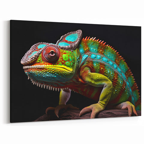 Bold Chameleon Wall Art - Colorful Reptile Canvas Print
