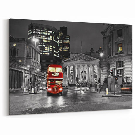 Service Vehicles Wall Art - Vintage Red Bus on Canvas Print - Urban Decor