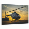 Sunset Helicopter Wall Art: Aviation Canvas Prints for Home Decor