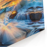 Sunset Waves and Rocks – Vibrant Ocean Landscape Rock Wall Art