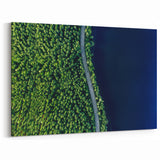 Scenic Forest Road Aerial Art - Serene Nature Drive Canvas - Green Decor