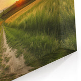 Golden Sunset Field Art - Tranquil Country Road Canvas - Scenic Decor