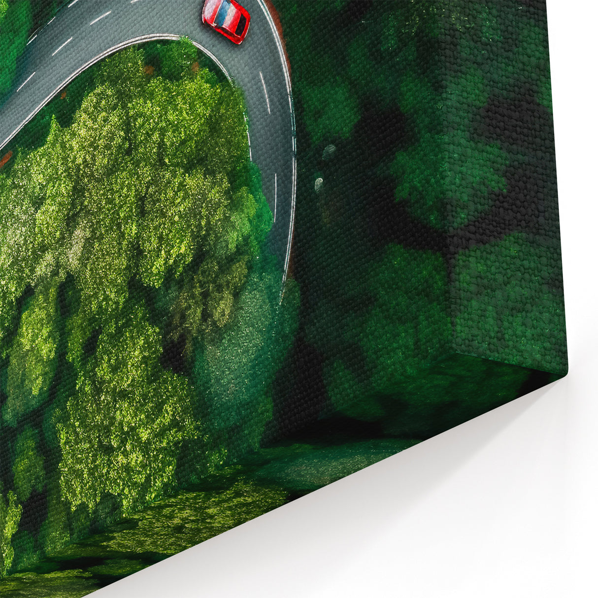 Curved Forest Road Art - Aerial Scenic Drive Canvas - Nature Wall Decor