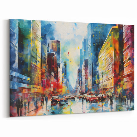 Vibrant Urban Cityscape - Colorful Abstract Street Scene Wall Art