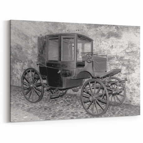 Service Vehicles Wall Art - Vintage Horse-Drawn Carriage Monochrome Print