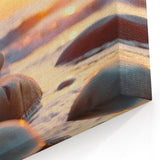 Zen Rock Stack Wall Art - Serene Coastal Landscape with Sunset Glow