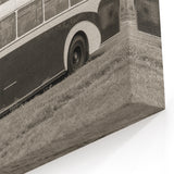 Service Vehicles Wall Art - Vintage Bus in Rural Setting Sepia Print
