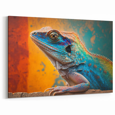 Colorful Blue Lizard - Vibrant Reptile Canvas Art for Modern Decor