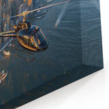 Helicopter Over Manhattan Wall Art - Vibrant Cityscape Aviation Print