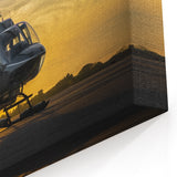 Sunset Helicopter on the Tarmac Wall Art - Elegant Aviation Print