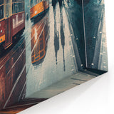 Urban Rainy Day Tram Wall Art - Vintage Service Vehicle Print