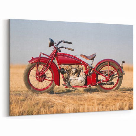 Classic Vintage Motorcycle Art - Retro Red Bike Canvas Print
