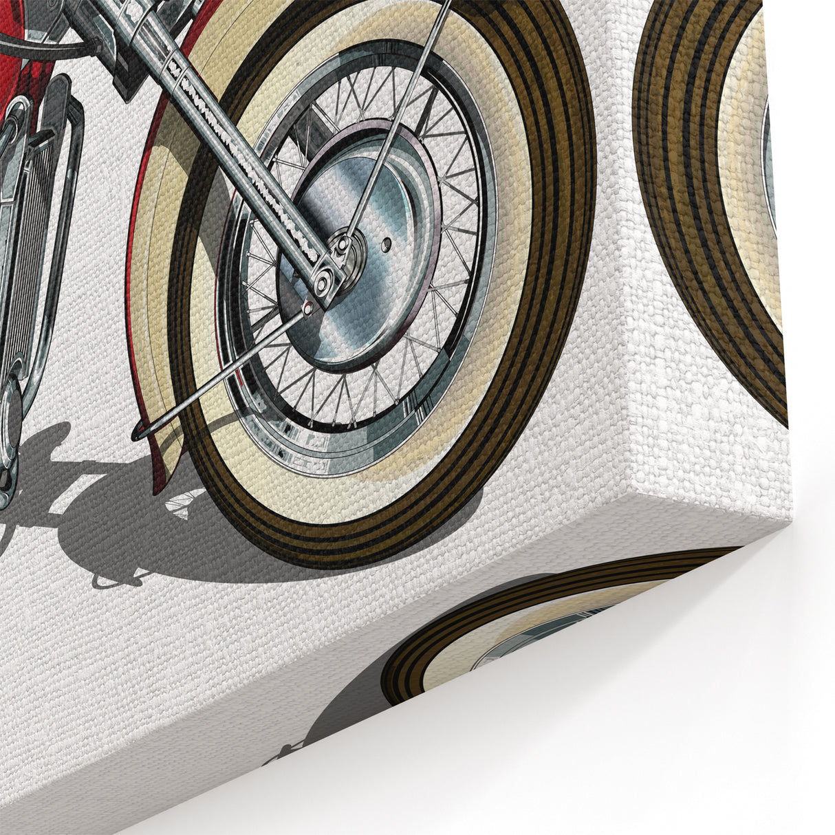 Custom Motorcycle Artwork - Retro Red Bike Illustration Canvas Print