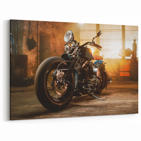 Industrial Vintage Motorcycle Wall Art - Workshop Canvas Print