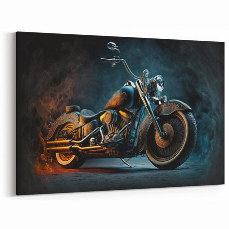 Artistic Custom Motorcycle Wall Art - Ornate Vintage Bike Canvas Print