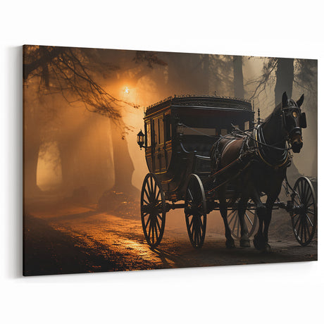 Haunting Horse-Drawn Carriage Wall Art - Vintage Service Vehicle Print