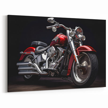Classic Motorcycle Canvas - Vintage Red Bike Wall Art Print