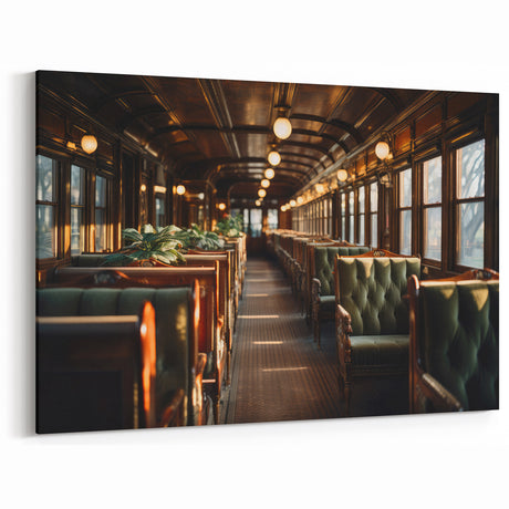 Vintage Train Interior Wall Art - Luxurious Service Vehicle Print