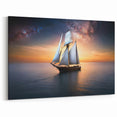 Celestial Sailing Journey - Nautical Canvas Art | Sailboat at Sunset