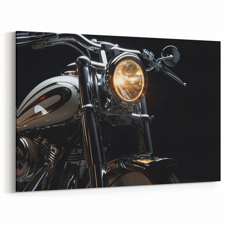 Vintage Motorcycle Art - Illuminated Headlight Chrome Print