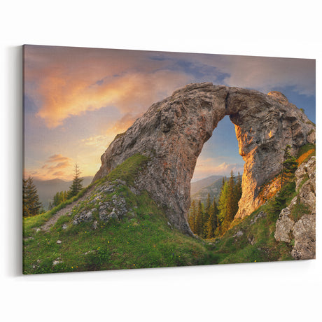Sunlit Rock Arch at Sunset – Majestic Nature Rock Landscape Wall Art
