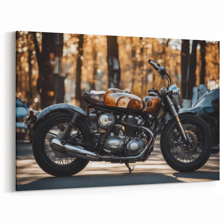 Vintage Motorcycle Art - Classic Cafe Racer in Autumn Wall Print