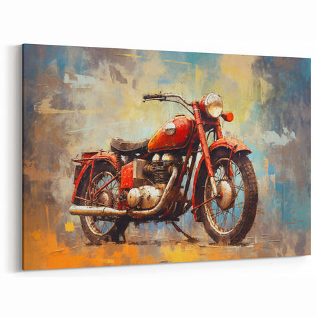 Retro Motorcycle Posters - Weathered Red Bike Vintage Wall Art