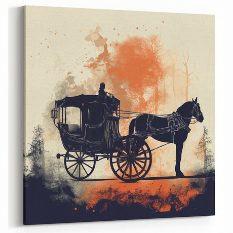 Vintage Horse-Drawn Carriage Wall Art - Historic Service Vehicles Print