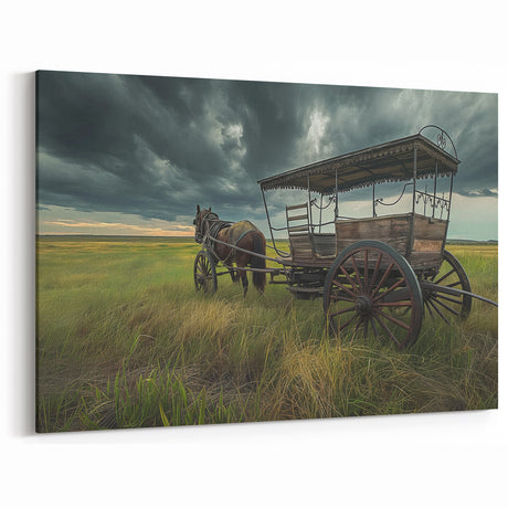 Rustic Horse-Drawn Wagon Wall Art - Vintage Service Vehicle Canvas Print