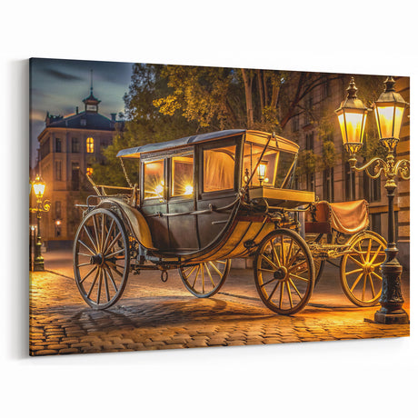 Elegant Horse Carriage at Night - Vintage Service Vehicle Wall Art
