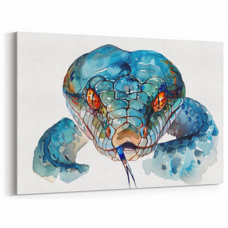 Vibrant Watercolor Snake Wall Art - Serpent Canvas Print for Unique Decor