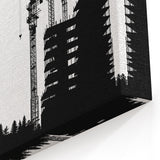 Monochrome Construction Cranes Art - Industrial Silhouette Canvas Print