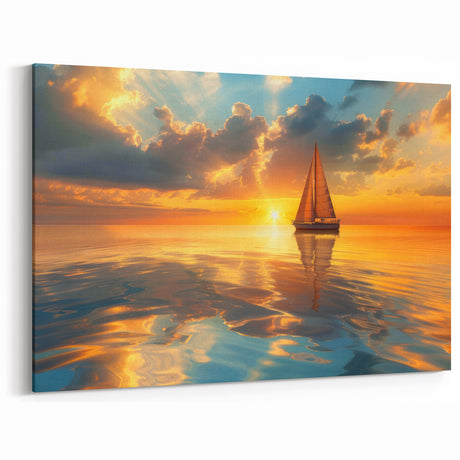 Sunset Serenity - Nautical Canvas Art | Tranquil Sailboat Print