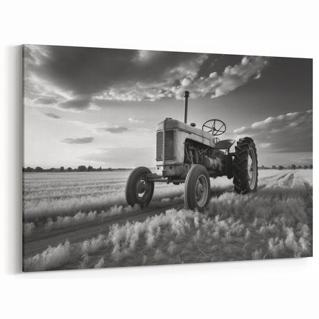 Vintage Tractor in Black and White - Heavy Equipment Wall Art Print