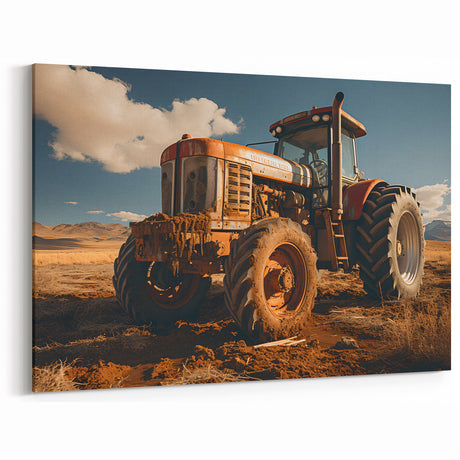Rustic Tractor in the Field - Heavy Equipment Wall Art | Vintage Decor