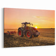 Modern Tractor at Sunset - Scenic Heavy Equipment Wall Art | Farming Decor